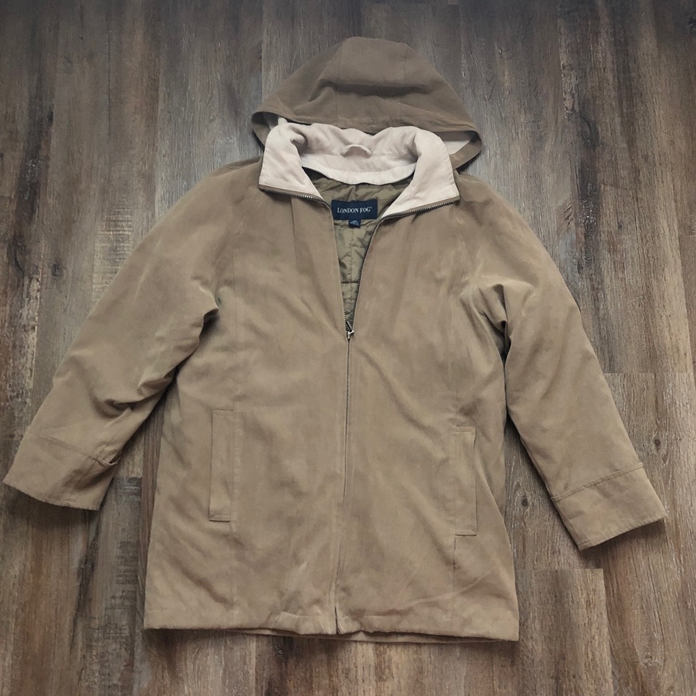 London Fog Tan Hooded Jacket